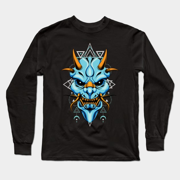 oni mask mecha Long Sleeve T-Shirt by SHINIGAMII